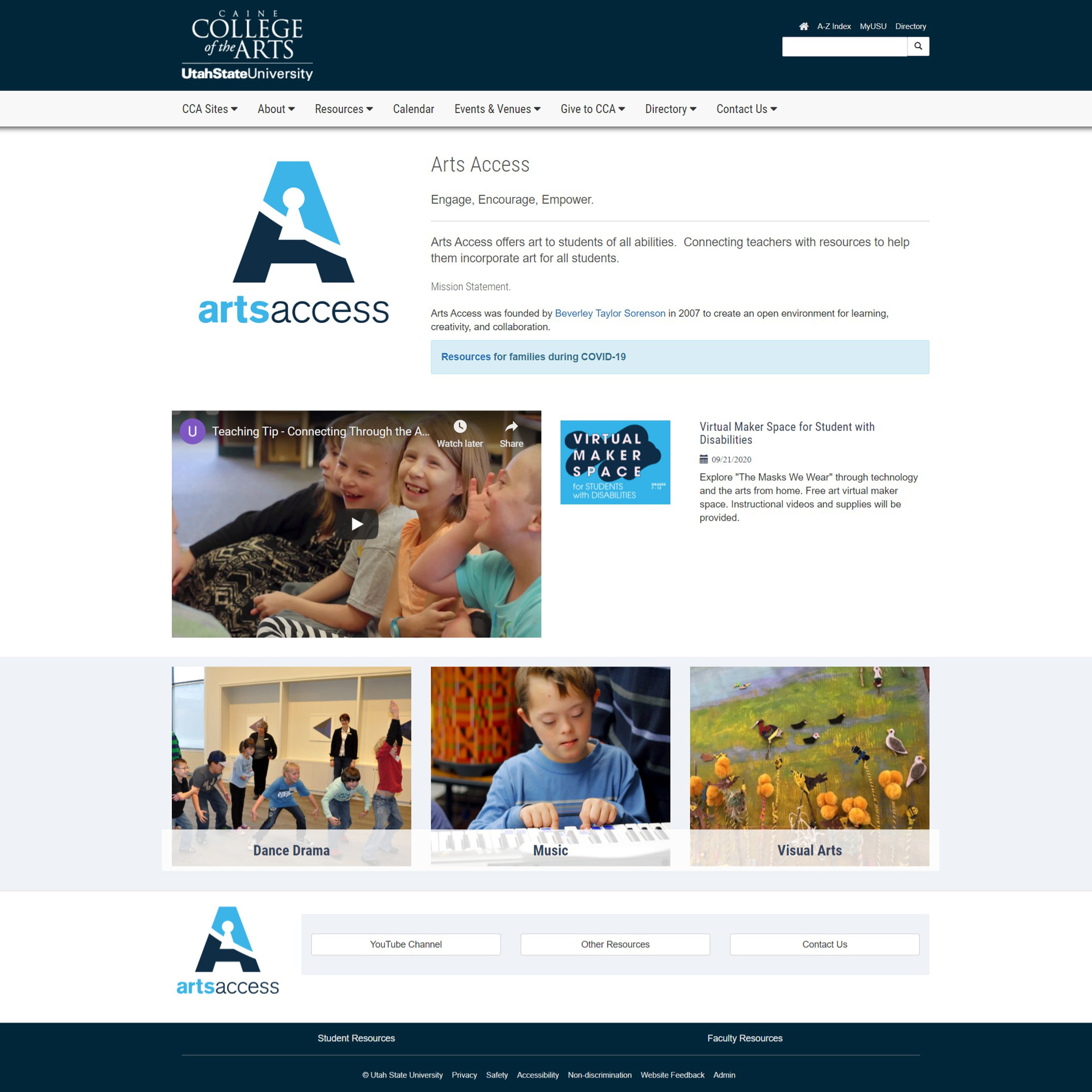 Arts Access homepage in Bootstrap 3